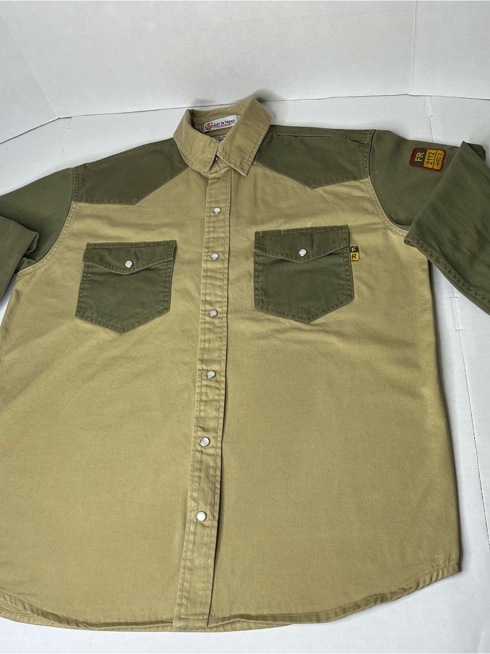 FR Workwear Two-Tone Olive/Tan Men's Work Shirt